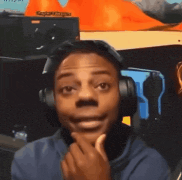 ishowspeed with his hand on his chin while shaking his head up and down in argument