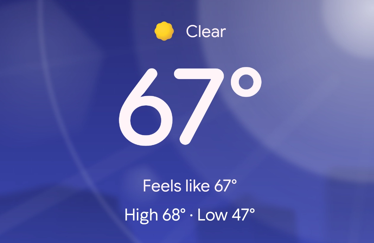 67 degrees Fahrenheit