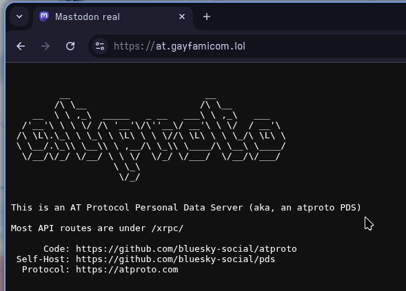 atproto pds homepage but with the mastodon favicon